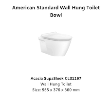 american standard wall hung toilet bowl