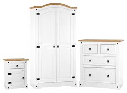 Lowest price of the summer season! Corona Trio Set White Waxed Pine Factory Bedrooms