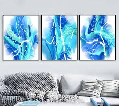 Turquoise Abstract Wall Art Set Of 3