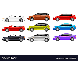 Cars Flat Color Objects Set Diffe