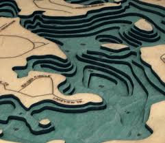 Spider Lake Michigan Wood Carved Topographic Depth Chart Map