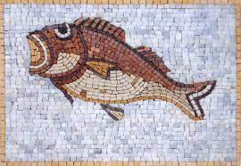 Fish Wall Art Mosaic Medallion Square