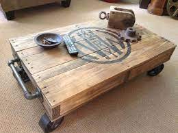 Industrial Railroad Coffee Table Cart