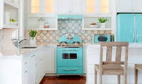 colorful kitchen appliances are the