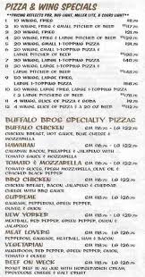menu at buffalo bros pub bar fort