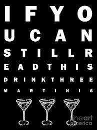 Eye Exam Chart If You Can Read This Drink Three Martinis Black Poster