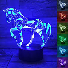 Amazon Com Wantaste 3d Horse Lamp Optical Illusion Night Light For Room Decor Nursery Cool Birthday Gifts 7 Color Changing Toys For Kids Girls Boys Horse Lovers Home Improvement