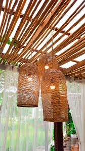 weaven bamboo ls hanging from the