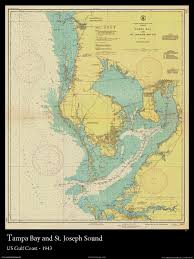 Nautical Map Of Tampa Bay 1943 Nautical Chart Decoration