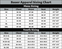 Bauer Size Chart K B Outfitters