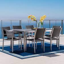 Wicker Glass Outdoor Patio Dining Set