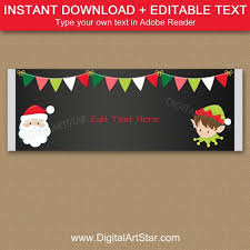 • two wrappers come on one 8.5x11 sheet for printing • each wrapper measures aprox 5.4w x 6.3l each • does not include customization of graphics • the cut out printed wrapper will fit a 1.55oz hershey's chocolate bar with the ends of the. Christmas Candy Bar Wrapper Template Chalkboard Christmas Printable Chocolate Bar Labels Santa And Elf Candy Wrapper Christmas Favors C2 By Digital Art Star Catch My Party