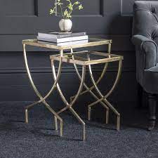 The tables whitened finish allows you to see the polished wood grain through the finish. Wishbone Glass Top Nesting Side Tables Atkin And Thyme