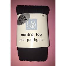 Liz Me Control Top Black Opaque Tights 5x 6x