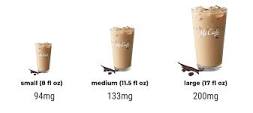 How much caffeine is in McDonalds iced coffee large?