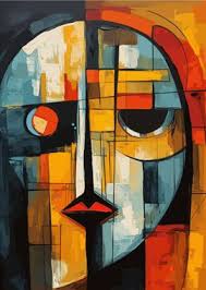 sadness abstract face art poster