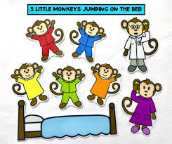 Five Little Monkeys Jumping On Bed Felt