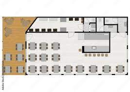 Cafe Top View Plans Floor Plan 3d With