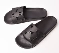 Gucci Men Sandals Gucci Rubber Gg Slide Sandals Black 575957 Jdr00 1000 Is Unused