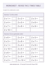 revise the 2 times table
