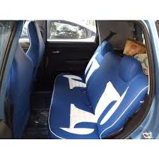 Wagnor Rexine Blue And White Car Seat Cover