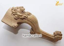 Carved Wooden Coffee Table Leg Lion