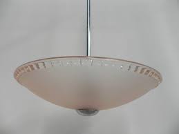 Art Deco Ceiling Lamp With Pink Glass