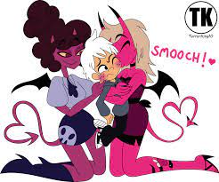 The Loud Booru - Post 24261: alternate_outfit character:apple  character:coco character:lincoln_loud crossover demon fanfiction  fanfiction:a_loud_among_demons freckles helluva_boss helluvaboss hoodie  hugging human kiss kissing larger_female ...