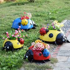 ladybug flower pot decor whimsical