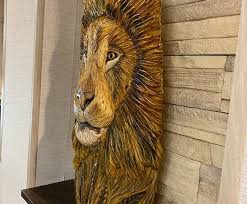 Carved Wood Lion Lion Sculpture Lion