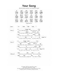 Search the internet for guitar chords and tabs/tablatures. Your Song Sheet Music Elton John Guitar Chords Lyrics