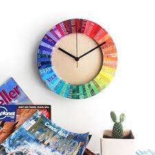 Rainbow Wall Clock Recycled Wall Art
