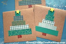 It's blank inside for your own message. Handmade Paper Scrap Christmas Tree Cards For Kids To Make