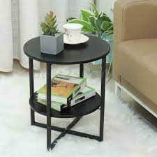 Modern 2 Tier Round End Table Sofa