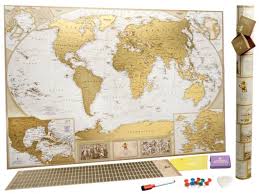 Scratch Off Map World Map Large Gift Travel Map Push Pin Map Mymap Poster Wall