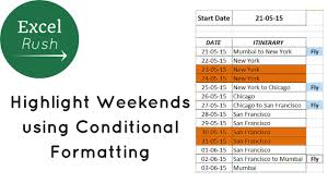 Highlight Weekends Using Conditional Formatting In Excel Plan Your Trip Cheaper