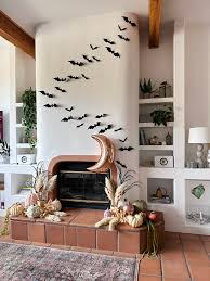 fall boho bat fireplace display