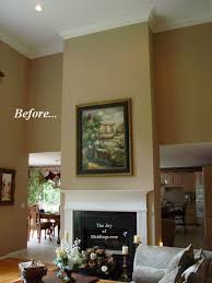 Before After: Great Room Fireplace Mantel with Overmantel The