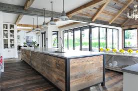 reclaimed wood planks on kitchen island