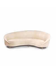 sofa curve leather beige bloom wave