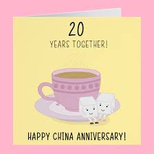 20th wedding anniversary gifts for him, her… and the couple. 20th Wedding Anniversary Card Happy China Anniversary Tea Cup Design