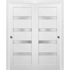 Quadro Frosted Glass Sliding Closet White Doors With Installation Hardware Kit Sartodoors Size 84 X 96