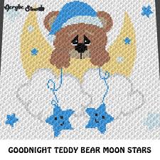 Goodnight Teddy Bear Moon And Stars Crochet Graphgan Blanket Pattern Graphgan Pattern C2c Cross Stitch Graph Graph Chart Pdf Download