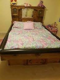 queen size wood bed frame with spring