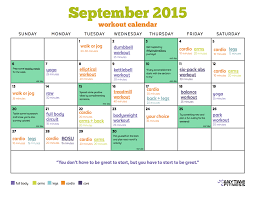 September 2015 Workout Calendar