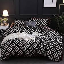 white geometric bedding set