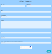 free affiliate signup form template