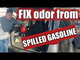 fix odor from spilled gasoline or