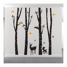 giant birch trees wall decals with deer