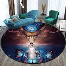 fantasy wolf pattern round carpet